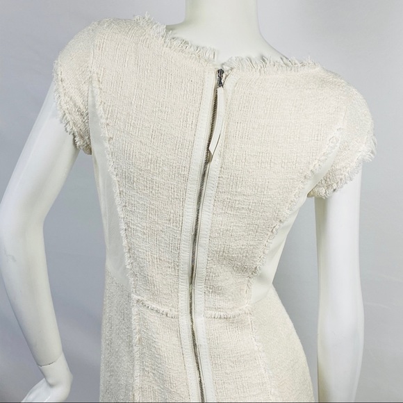 Rebecca Taylor Cream Tweed & Leather Midi-dress 4 - Picture 6 of 9